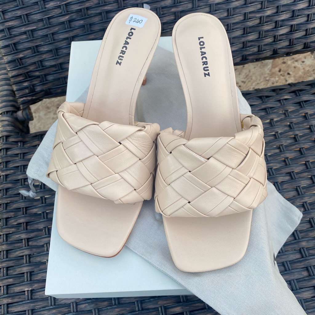 Lola Cruz Woven Leather Heel